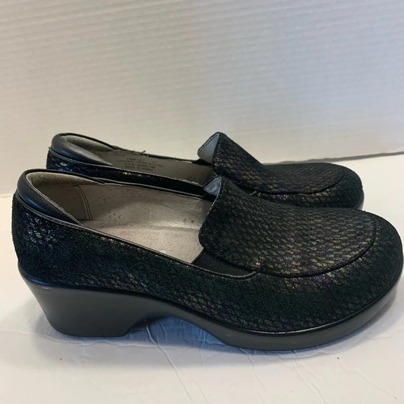 Alegria Ema metallic rain, leather slip on loafer, clogs, skid resistant size 7 - Picture 4 of 7